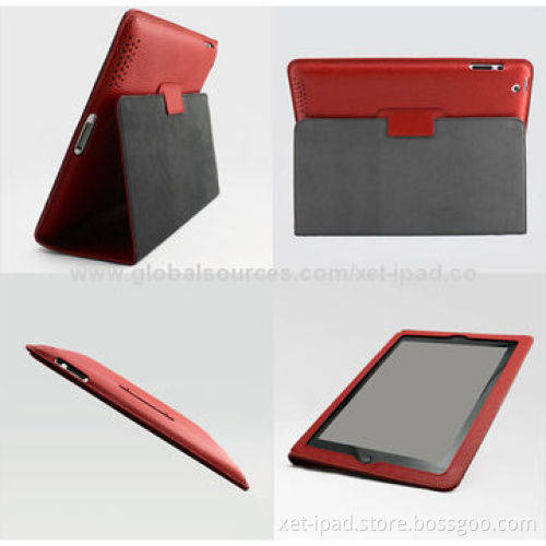 Stand Case/Magnetic Smart Cover for iPad 2, Made of Real Leather Material